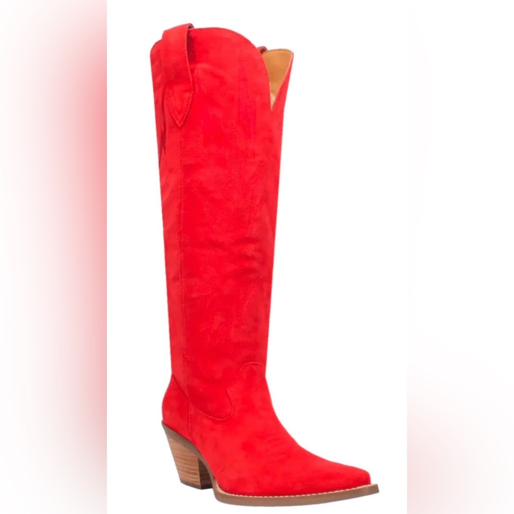 DINGO WOMEN'S 16"
THUNDER ROAD RED
SUEDE SNIP TOE WESTERN BOOTS 
Size 7.5 - Picture 2 of 4